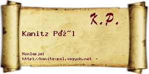 Kanitz Pál névjegykártya